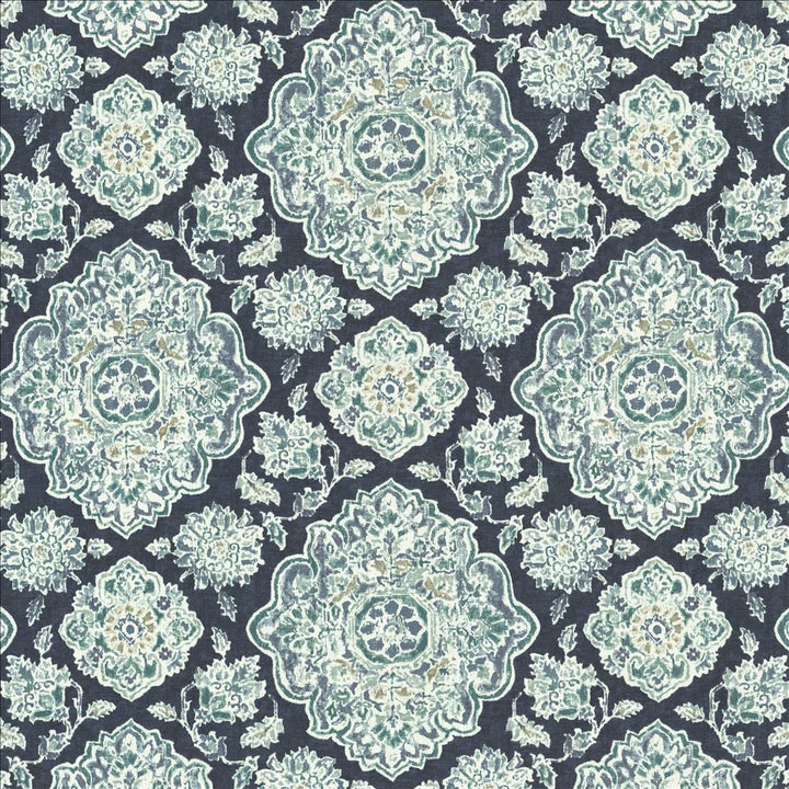 Cowan Court Indigo by Kasmir Designer Fabric 1458 70% Viscose
30% Linen
 SPAIN </p><p>Repeat: Horizontal: 27 inches and Vertical: 27 inches 54 - Swanky Fabrics -