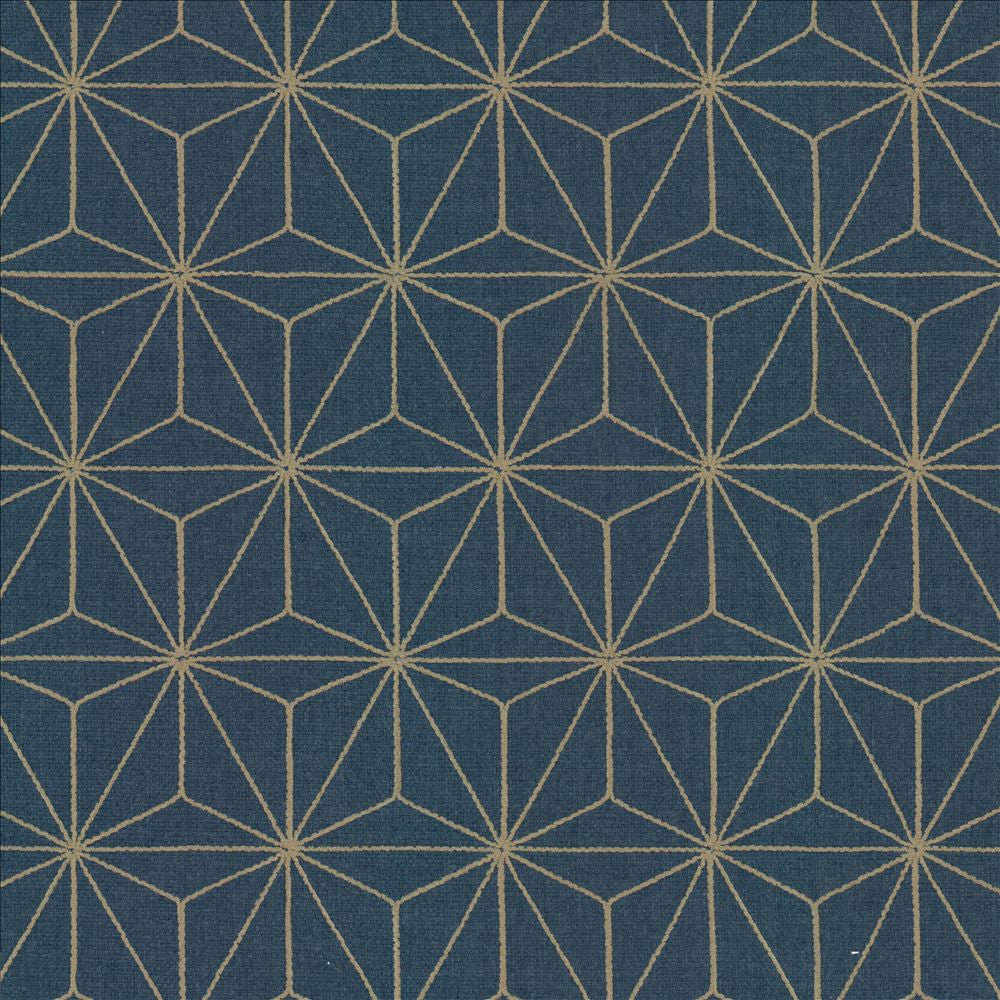 Cubes Navy by Kasmir Designer Fabric 5156 100% Polyester INDIA Not Tested Horizontal: 3 4/8 inches and Vertical: 6 2/8 inches 54 - Swanky Fabrics -