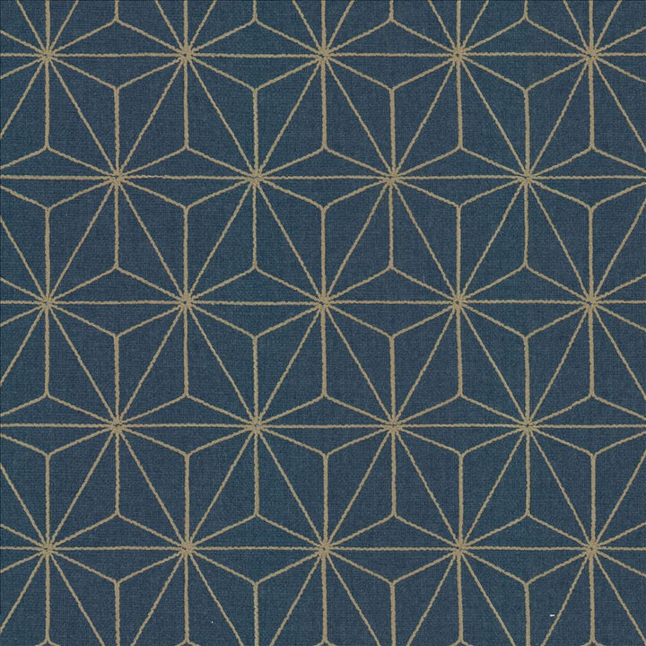 Cubes Navy by Kasmir Designer Fabric 5156 100% Polyester INDIA Not Tested Horizontal: 3 4/8 inches and Vertical: 6 2/8 inches 54 - Swanky Fabrics -