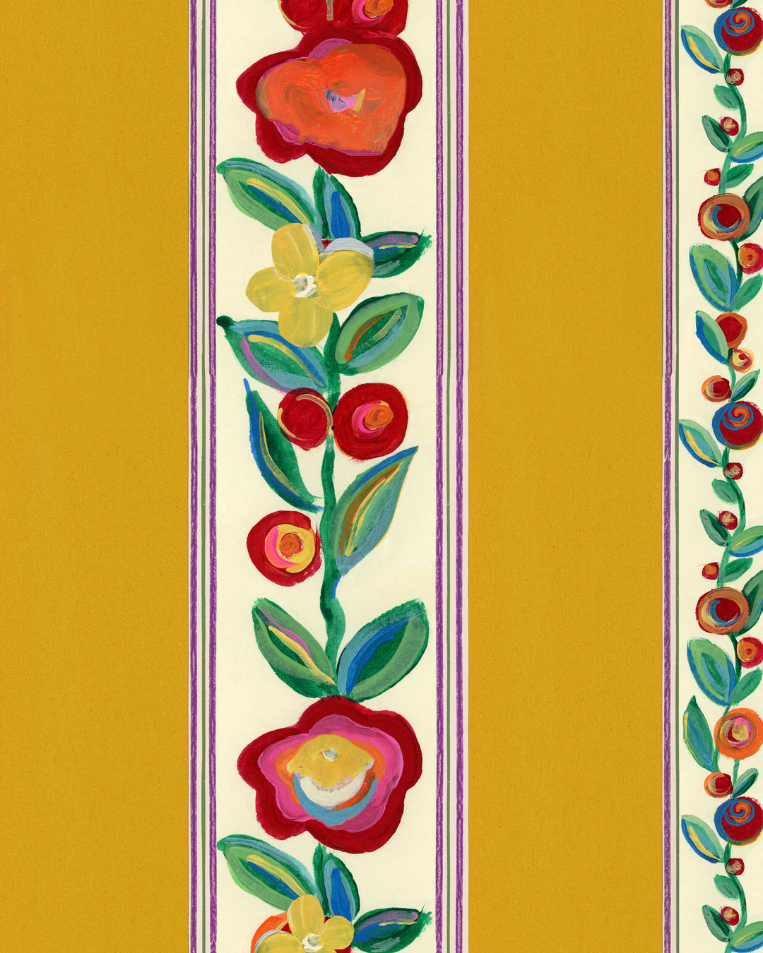 DAINTY FLOWERING Golden Wallpaper (WP20940) by Mind The Gap | WP20940 | TRANSYLVANIAN RHAPSODY | 1 roll x 52 x 900 cm / 20.47 x 354.33 in | 0.52m / 20.5in | 9m / 354in | 4.68sqm / 50sq ft | L70xm / L27.5in | Green, Yellow, Red | Non-woven Textured | Paste the wall | 1 roll in a box | Fabric Carolina | https://www.fabriccarolina.com/