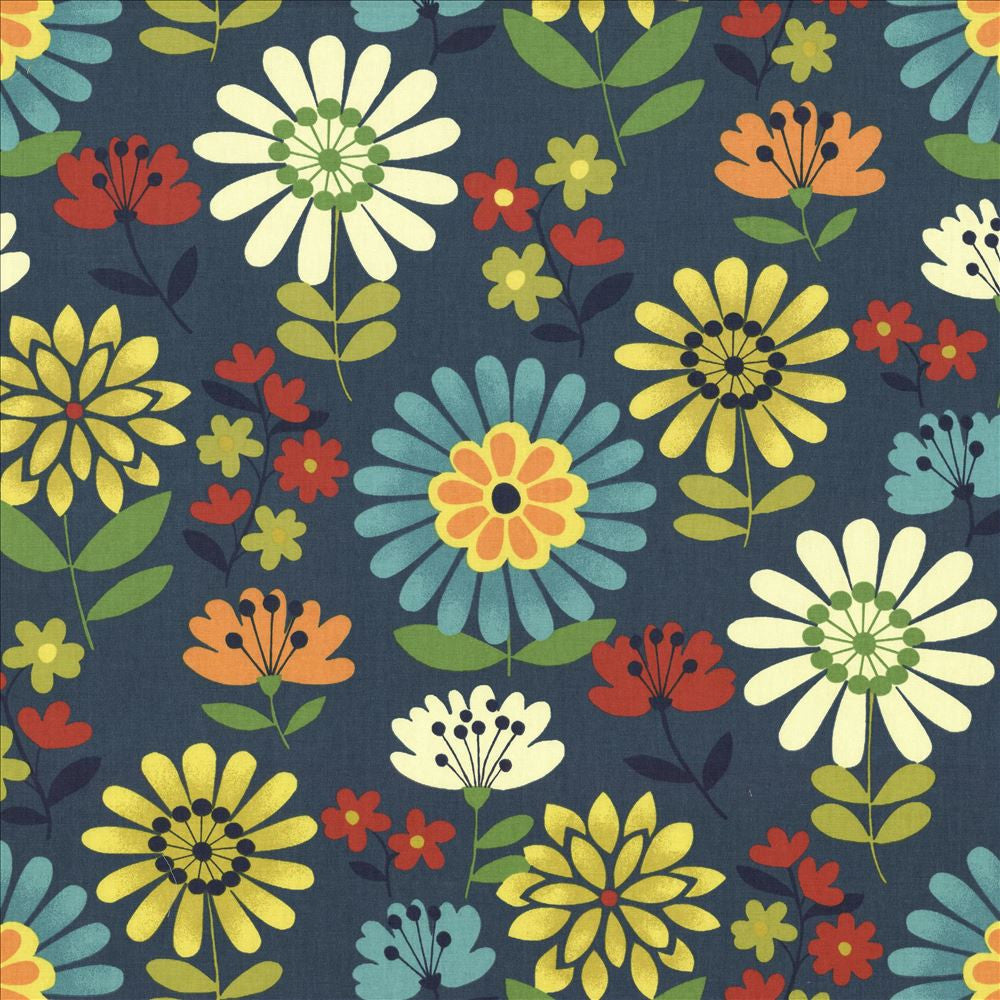 Daisy Daze Caspian by Kasmir Designer Fabric 5081 100% Cotton TURKMENISTAN 12,000 Wyzenbeek Double Rubs Horizontal: 27 inches and Vertical: 25 2/8 inches 54 - 55 - Swanky Fabrics -