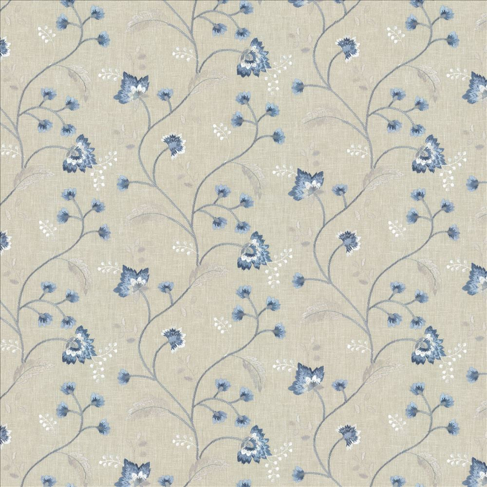 Dandy Floral Cornflower by Kasmir Designer Fabric 1467 52% Cotton
48% Polyester
 INDIA 30,000 Wyzenbeek Double Rubs </p><p>Repeat: Horizontal: 17 2/8 inches and Vertical: 8 7/8 inches 52 - Swanky Fabrics -