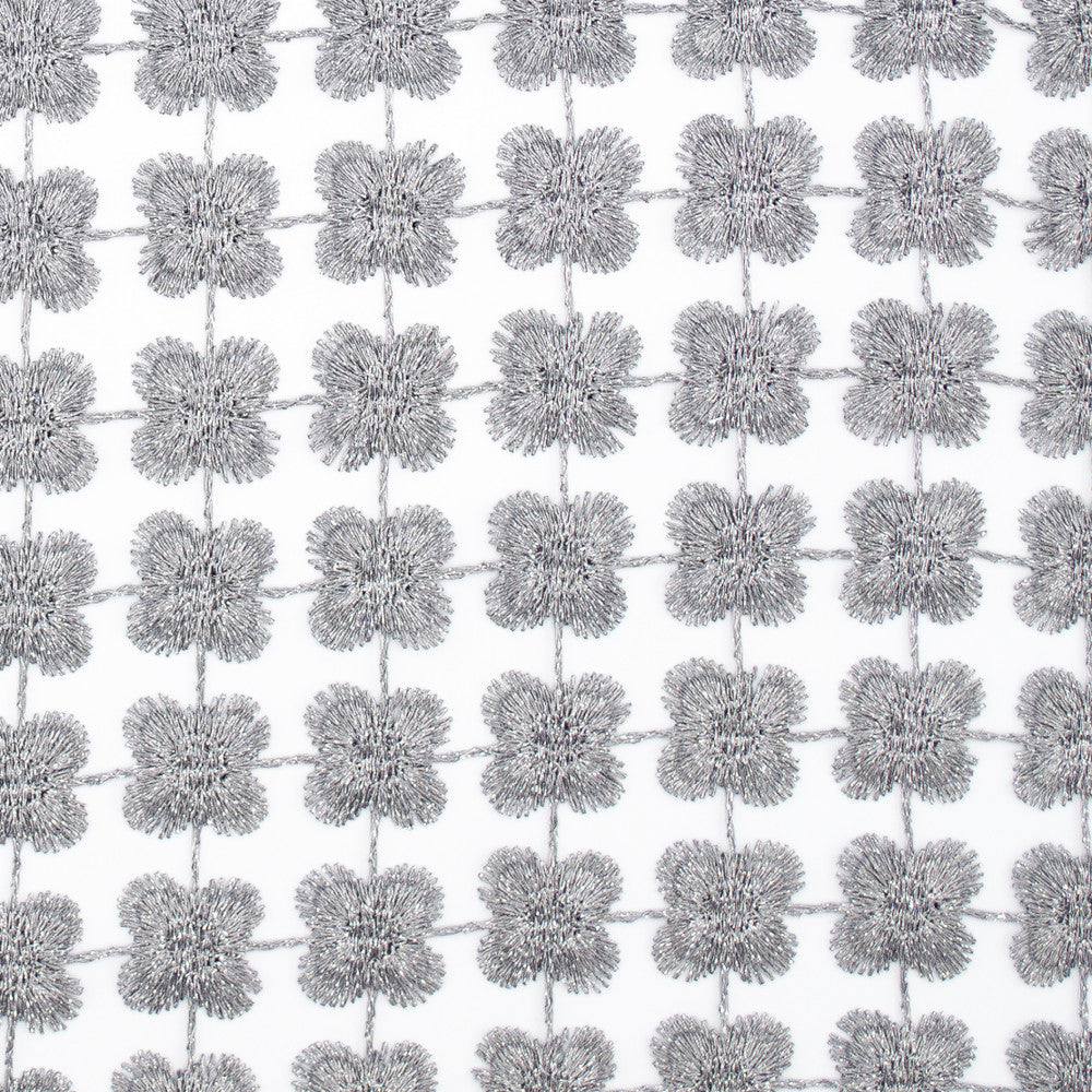 Daphne Silver by Europatex Designer Fabric Daphne & Twinkle 100% Polyester 01.00" H, 01.00" V 110.00 inches - Swanky Fabrics -