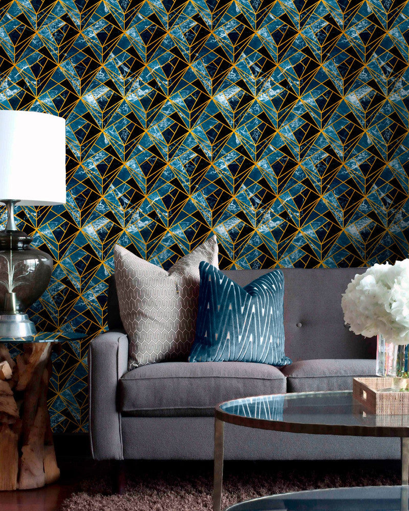 Neo Topaz Wallpaper by Mind the Gap Designer Wallpaper THE WALLPAPER COLLECTABLES Satin Matte Made in Europe Paste the wall 3 rolls x 20.5 x 3.25 yards - Swanky Fabrics -