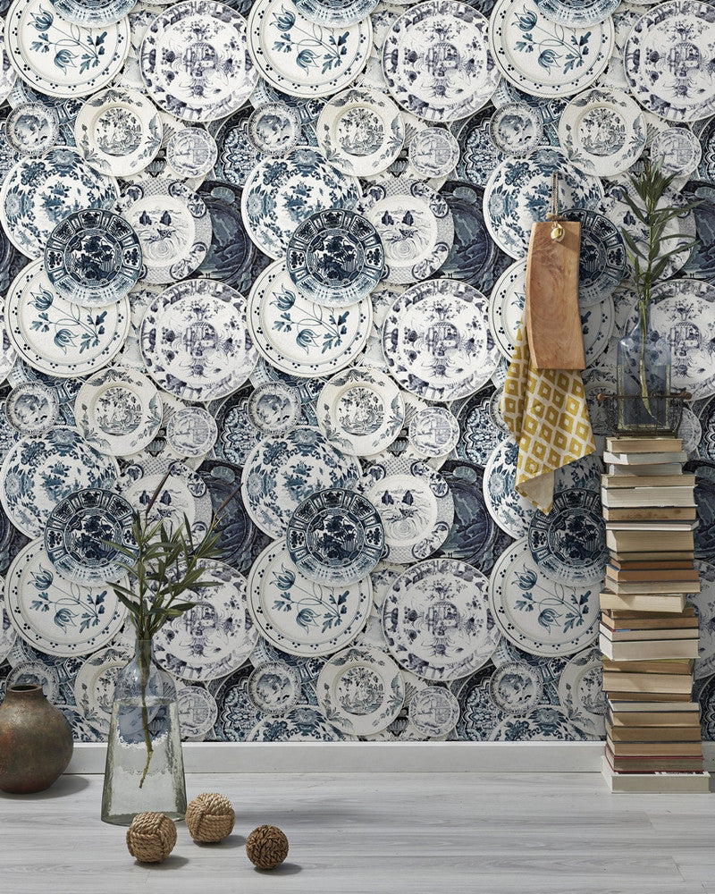 Mind The Gap Wallpaper DELFTWARE Vintage (WP20188) | WP20188 | PREMIUM DESIGNER WALLPAPER COLLECTION | 3 rolls x 20.5 x 118.1 in | 0.52m / 20.5in | 3m / 118in | 4.65mp | 60cm / 23.6in | Blue, White | Non-woven | Paste the wall | 3-rolls in a box | Fabric Carolina | https://www.fabriccarolina.com/