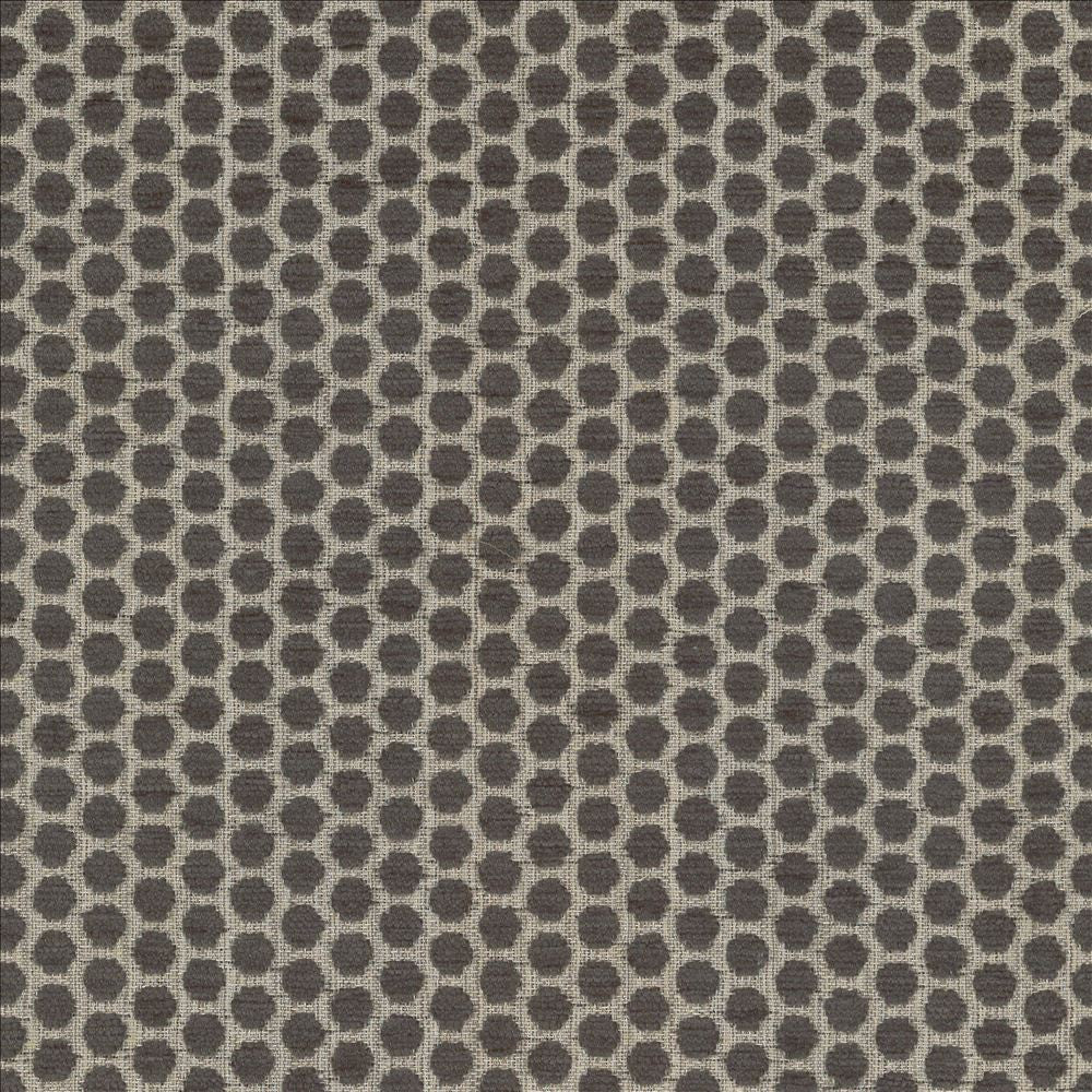 Delightful Dots Charcoal by Kasmir Designer Fabric 1438 42% Acrylic
33% Polyester
25% Cotton
 TURKEY 31,000 Martindale Cycles </p><p>Repeat: Horizontal: 1 inches and Vertical: 5/8 inches 54 - Swanky Fabrics -