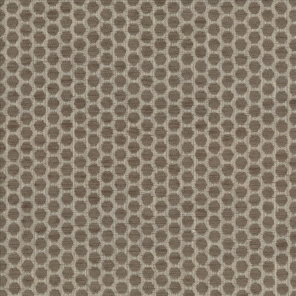 Delightful Dots Truffle by Kasmir Designer Fabric See sample 42% Acrylic
33% Polyester
25% Cotton
 TURKEY 31,000 Martindale Cycles </p><p>Repeat: Horizontal: 1 inches and Vertical: 5/8 inches 54 - Swanky Fabrics -