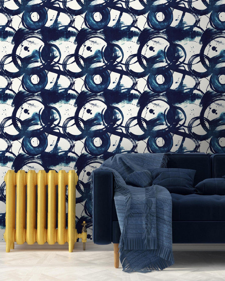 Mind The Gap Wallpaper DENIM SPIRIT (WP20183) | WP20183 | PREMIUM DESIGNER WALLPAPER COLLECTION | 3 rolls x 20.5 x 118.1 in | 0.52m / 20.5in | 3m / 118in | 4.65mp | 52cm / 20.5in | Indigo blue, White | Non-woven | Paste the wall | 3-rolls in a box | Fabric Carolina | https://www.fabriccarolina.com/