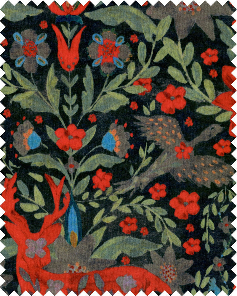 Mind The Gap Fabric DER KÃ–NIG Black Velvet (FB00102) | FB00102 | TYROL APRES-SKI HOME COLLECTION | Black, Blue, Green, Red | Fabric Carolina | https://www.fabriccarolina.com/