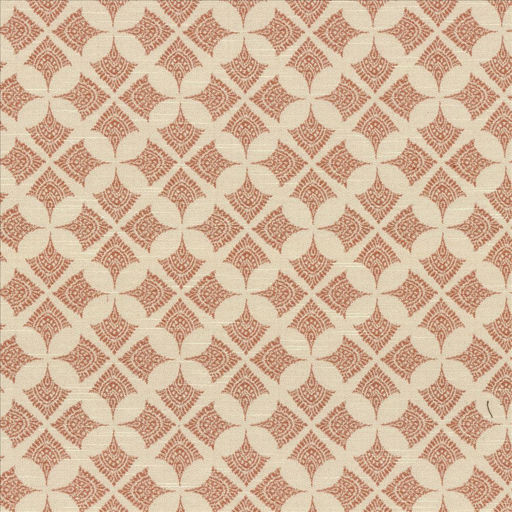Devi Persimmon by Kasmir Designer Fabric 5087 92% Polyester
8% Cotton
 CHINA 3,000 Wyzenbeek Double Rubs </p><p>Repeat: Horizontal: 5 3/8 inches and Vertical: 5 inches 54 - Swanky Fabrics -