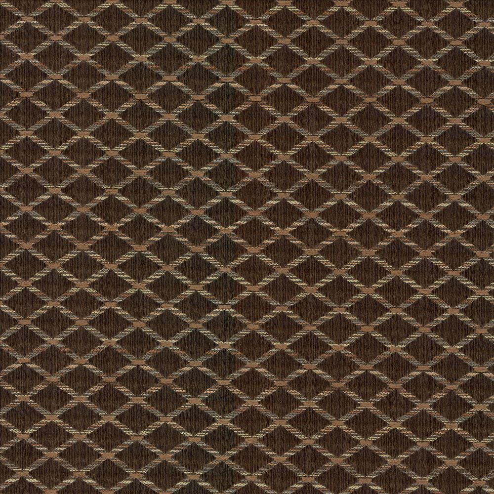 Diamonside Chocolate by Kasmir Designer Fabric 5084 55% Polyester 45% Rayon CHINA 25,000 Wyzenbeek Double Rubs Horizontal: 1 2/8 inches and Vertical: 4/8 inches 55 - Swanky Fabrics -