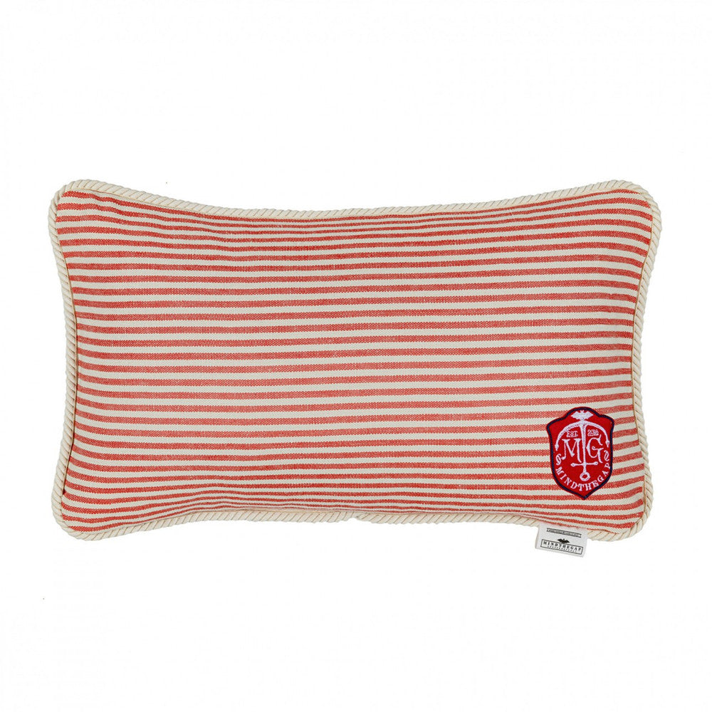 Mind The Gap Pillows RHUBARB Stripe Cushion (LC40120) | LC40120 | SUNDANCE VILLA | 20 x 12 in | Red, White | Fabric Carolina | https://www.fabriccarolina.com/