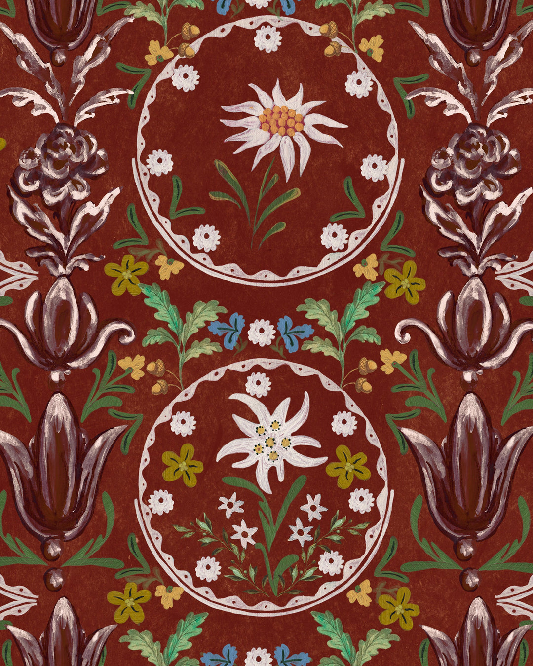 Edelweiss Burgundy wallpaper by Mind the Gap (WP20694), swatch