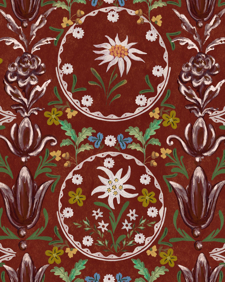Edelweiss Burgundy wallpaper by Mind the Gap (WP20694), swatch