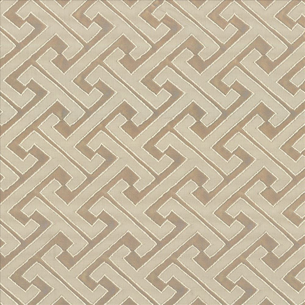 Edo Fret Fawn by Kasmir Designer Fabric 5083 100% Polyester CHINA 60,000 Wyzenbeek Double Rubs Horizontal: 2 2/8 inches and Vertical: 2 inches 57 - Swanky Fabrics -