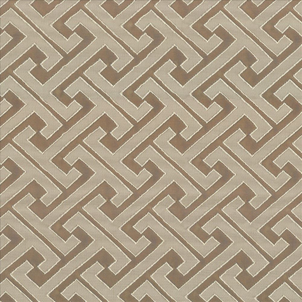 Edo Fret Taupe by Kasmir Designer Fabric 5084 100% Polyester
 CHINA 60,000 Wyzenbeek Double Rubs </p><p>Repeat: Horizontal: 2 2/8 inches and Vertical: 2 inches 57 - Swanky Fabrics -