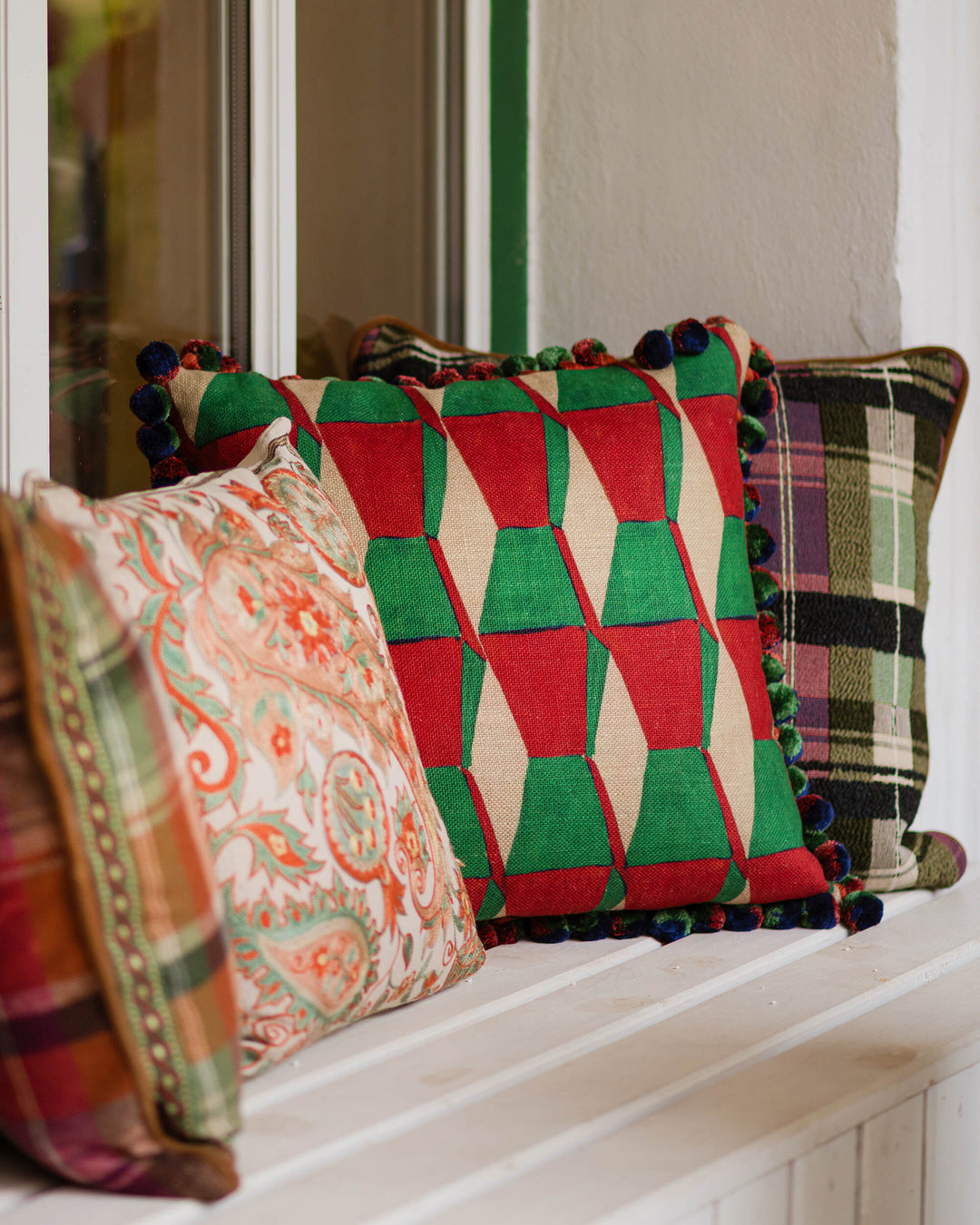 ENDLESS SCARLET Linen (FB00186) by Mind The Gap | FB00186 | TRANSYLVANIAN RHAPSODY | Taupe, Green, Red | Meter | 140(±5%)x100 | (W)46.8 x (L)67.5cm / (W)18.4 x (L)26.5 in | Stonewashed | 100% Linen | Fabric Carolina | https://www.fabriccarolina.com/