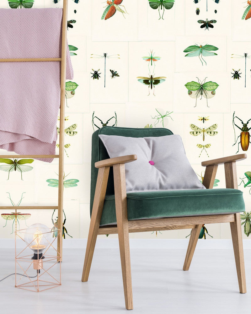 Mind The Gap Wallpaper ENTOMOLOGY Green Wallpaper (WP20234) | WP20234 | PREMIUM DESIGNER WALLPAPER COLLECTION | 3 rolls x 20.5 x 118.1 in | 0.52m / 20.5in | 3m / 118in | 4.65mp | 300cm / 118in | Green, Taupe | Non-woven | Paste the wall | 3-rolls in a box | Fabric Carolina | https://www.fabriccarolina.com/