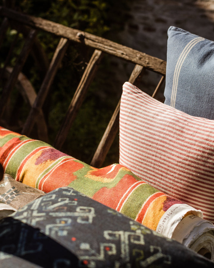 Rhubarb Stripe heavy linen fabric by Mind the Gap (FB00054), view 2