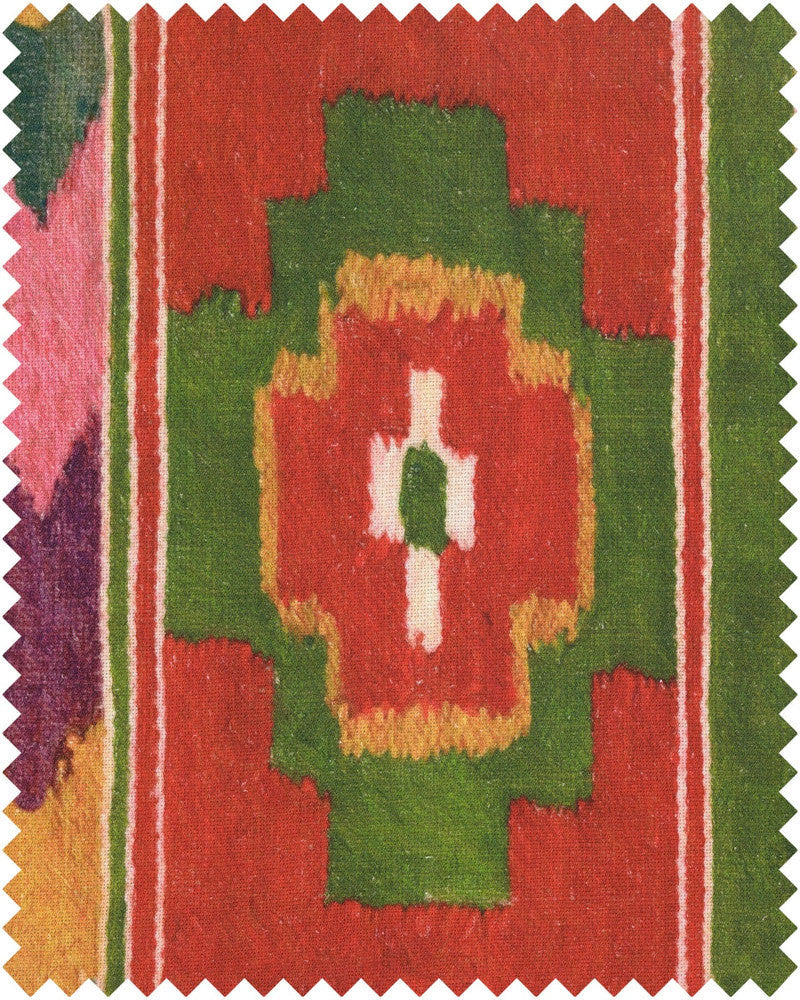 Mind The Gap Fabric ERDELY Linen (FB00036) | FB00036 | TRANSYLVANIAN ROOTS | Green, Ochre, Pink, Red | Fabric Carolina | https://www.fabriccarolina.com/