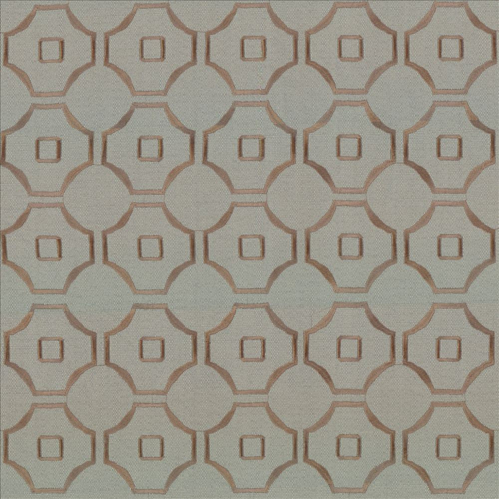 Exmore Aqua by Kasmir Designer Fabric 5074 100% Polyester Embroidery 100% Polyester CHINA Not Tested Horizontal: 3 6/8 inches and Vertical: 3 6/8 inches 55 - 58 - Swanky Fabrics -