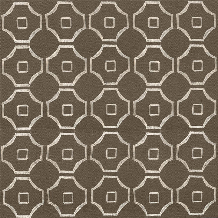 Exmore Taupe by Kasmir Designer Fabric 5068 100% Polyester Embroidery 100% Polyester CHINA Not Tested Horizontal: 3 6/8 inches and Vertical: 3 6/8 inches 55 - 58 - Swanky Fabrics -