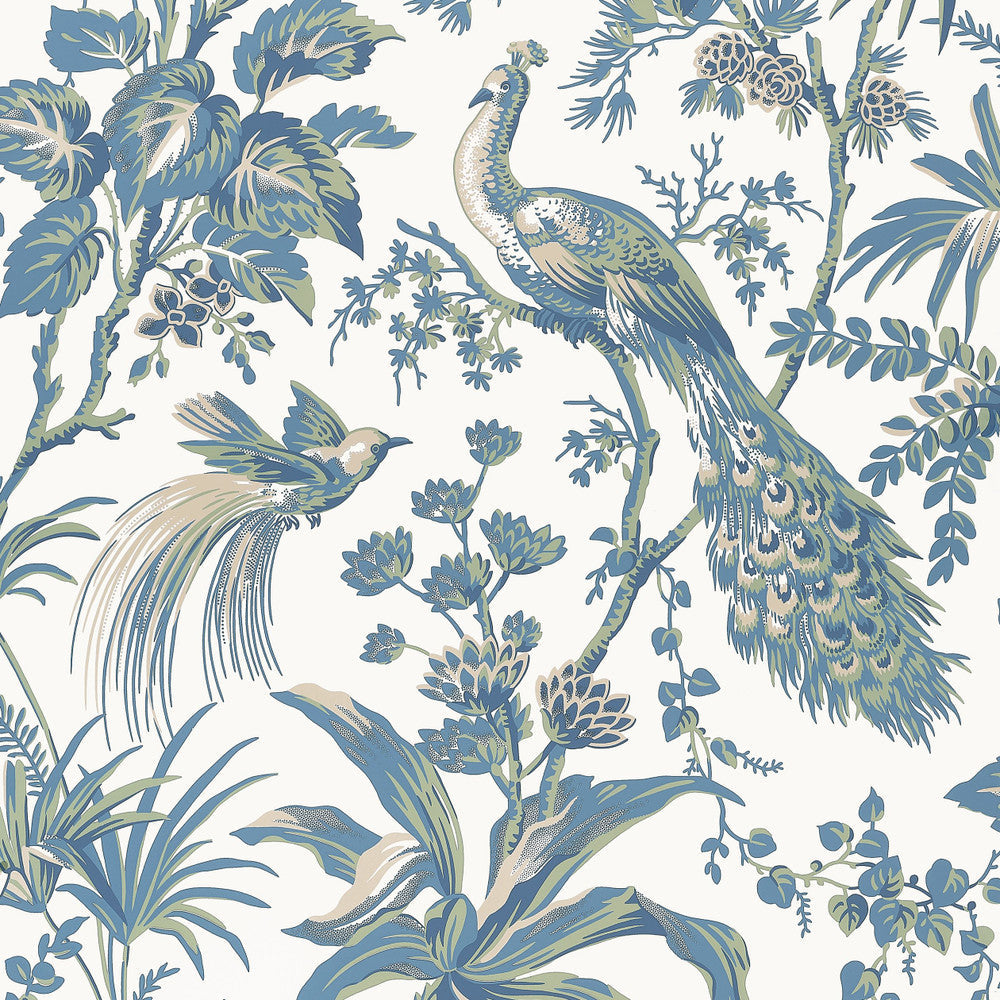 Peacock Toile Blue and Green AT57830 by Anna French Wallpaper Anna French Wallpaper Peacock Toile Blue and Green AT57830Wallpaper Bristol </p><p>Repeat: V: 36.00"(91.44 cm) 27.00"(68.58 cm) - Fabric Carolina -