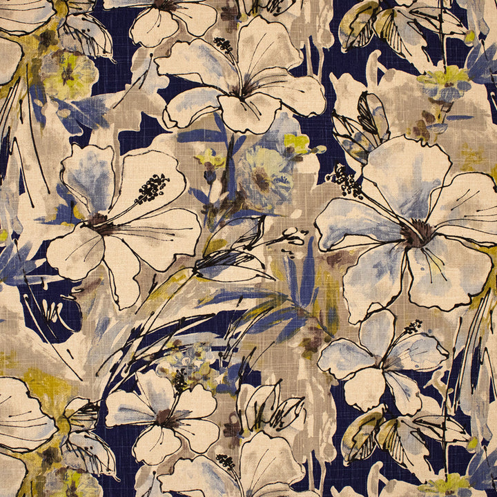F6332 Indigo by Greenhouse Designer Fabric - 70% Cotton, 30% Linen China 15000 27.5" H, 24" V 54" - Swanky Fabrics -