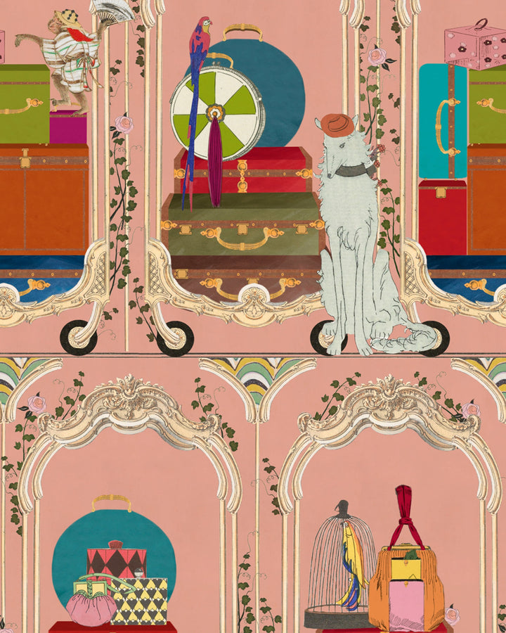 FANCY TRIP Dusty Pink Wallpaper (WP20777) by Mind The Gap | WP20777 | ORIENT EXPRESS | 1 roll x 52x900 cm / 20.47x354.33in | 0.52m / 20.5in | 9m / 354in | 4.68sqm / 50sq ft | 100cm / 39.3in | Black, Blue, Green, Pink, Red, Brown | Non-woven Textured | Paste the wall | 1-roll in a box | Fabric Carolina | https://www.fabriccarolina.com/
