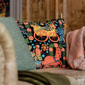 Mind the Gap Pillow Mind The Gap FASNACHT Anthracite Velvet Cushion (LC40182)