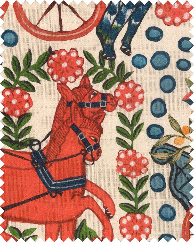 Mind The Gap Fabric FASNACHT Linen (FB00096) | FB00096 | TYROL APRES-SKI HOME COLLECTION | Blue, Green, Red, Taupe | Fabric Carolina | https://www.fabriccarolina.com/