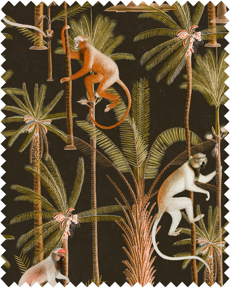 Mind The Gap Fabric BARBADOS Anthracite Linen (FB00001) | FB00001 | TROPICAL MOOD | Anthracite, Green, Orange | Fabric Carolina | https://www.fabriccarolina.com/