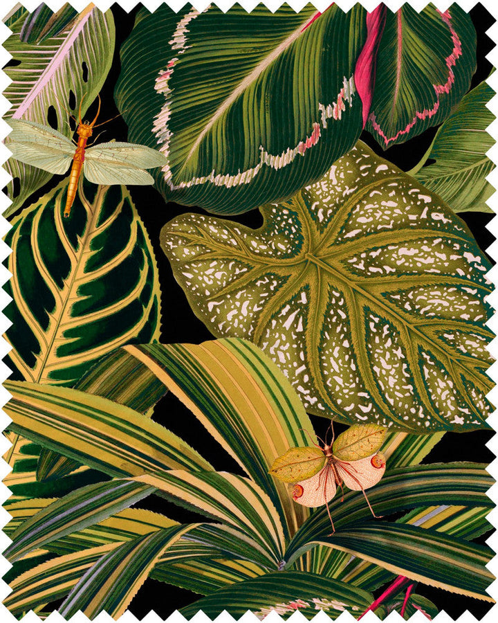 Mind The Gap Fabric AMAZONIA Linen (FB00005) | FB00005 | TROPICAL MOOD | Black, Green | Fabric Carolina | https://www.fabriccarolina.com/