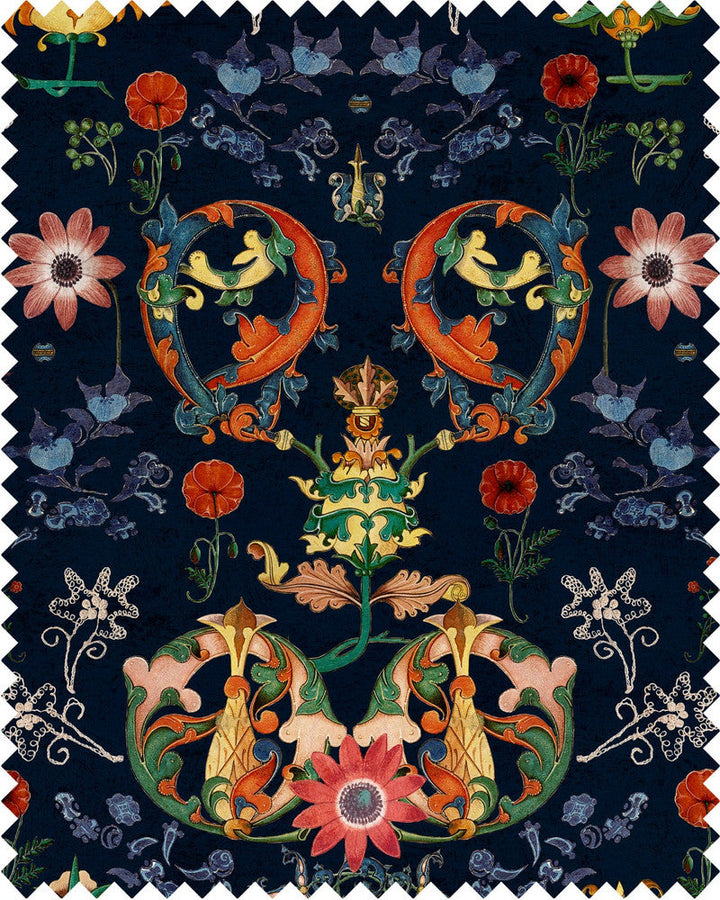 Transylvania Folk Linen by Mind the Gap Designer Fabric NOMAD STORY 100% Linen Made in United Kingdom W 46cm x L 46cm / W 18.1in x L 18.1in 55.1in - Swanky Fabrics -