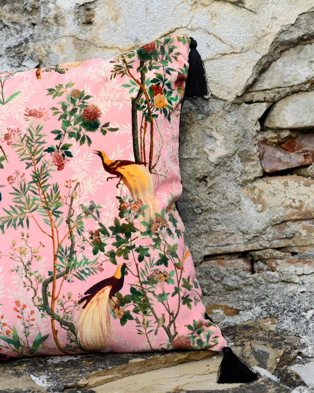 Royal Garden Pink velvet fabric by Mind the Gap (FB00030), view 4