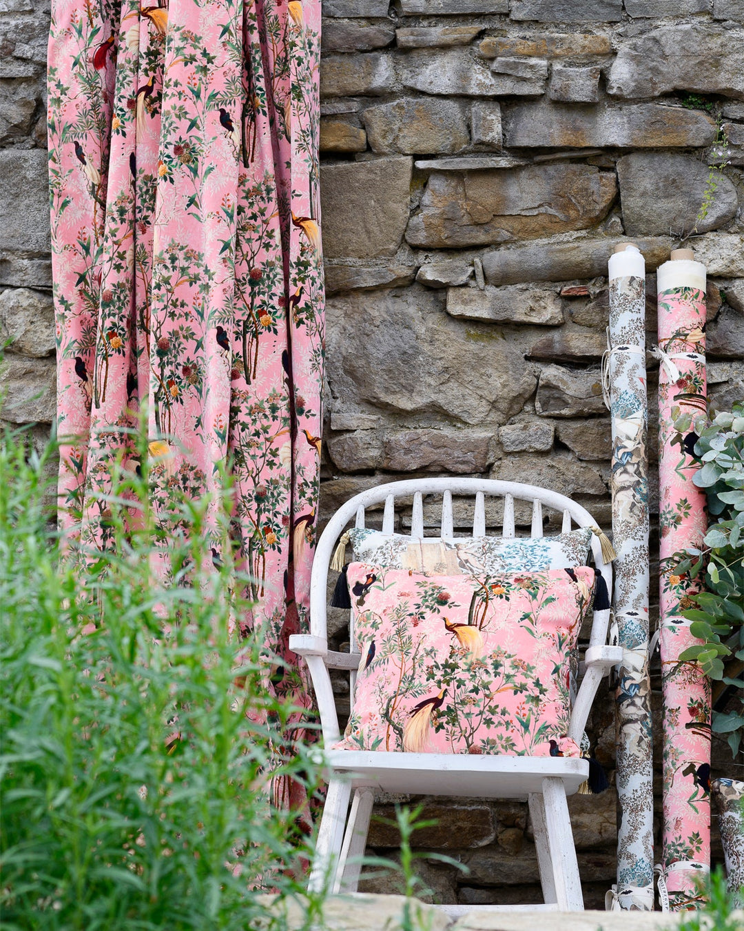 Royal Garden Pink velvet fabric by Mind the Gap (FB00030), view 2