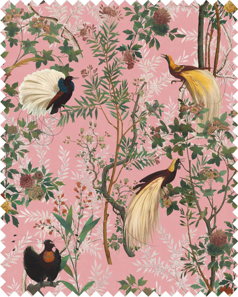 Royal Garden Pink Velvet by Mind the Gap Designer Fabric THE TRANSYLVANIAN MANOR 100% Cotton velvet Made in United Kingdom W 65,5cm x L 43cm / W 25.7in x L 16.9in 51.96in - Swanky Fabrics -