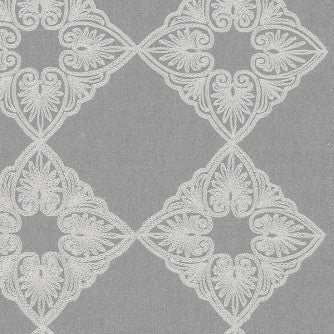 Longdale Silver by Mitchell Designer Fabric #1805 82% Polyester, 18% Linen w/100% Rayon Embroidery China </p><p>Repeat: Horizontal: 5.75 and Vertical: 5.75 56 - Swanky Fabrics -
