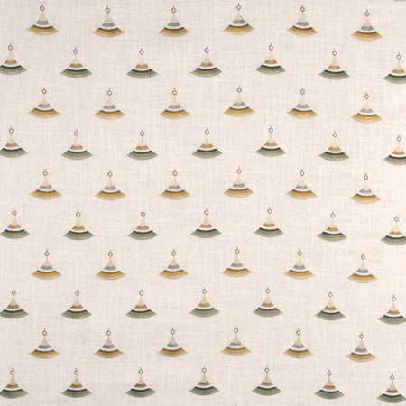 Fan Out Moss by Carole Designer Fabric Well-Traveled 86% Polyester, 9% Rayon, 5% Linen China 60,000 Wyzenbeek Double Rubs 5 3/4" V, 4 1/2" H 55" - Swanky Fabrics -