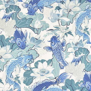 Carole Fabric Playing Koi Nile Blue