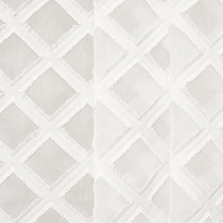 Stay True White by Carole Designer Fabric Sheer Luxury 89% Polyester, 11% Cotton INDIA 3 1/2" V, 3 3/8" H 122" - Swanky Fabrics -