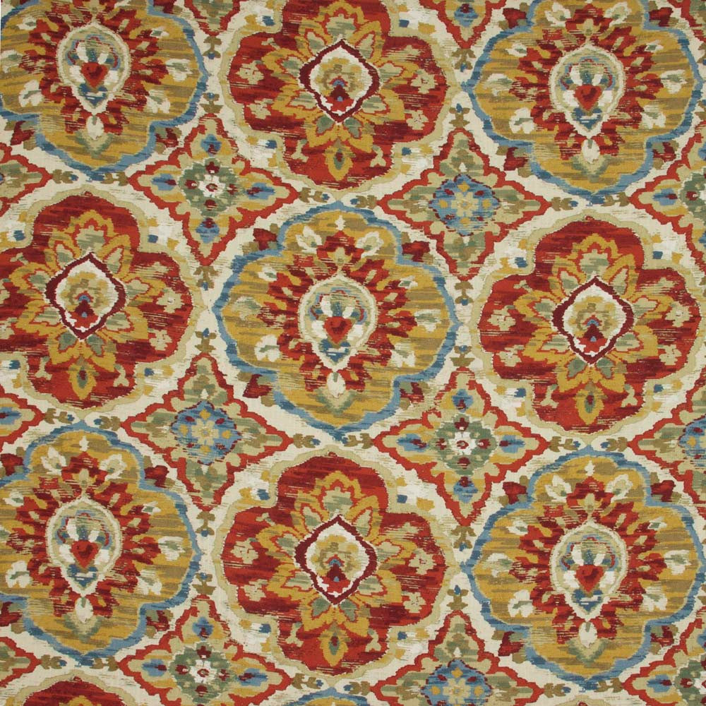 Culture Harvest by Carole Designer Fabric Golden Sunrise 67% Viscose, 33% Linen Spain Passes 15,000 Double Rubs Wyzenbeek Horizontal: 27 and Vertical: 27 54 - Swanky Fabrics -