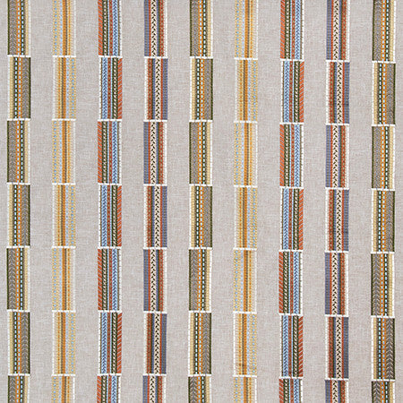 Pack It In Mission by Carole Designer Fabric Go West Base: 52% Cotton, 48% Polyester Embr: 100% Rayon 12,000 Wyzenbeek Double Rubs 8 3/8" V, 12 3/4" H 51 1/2*" - Swanky Fabrics -