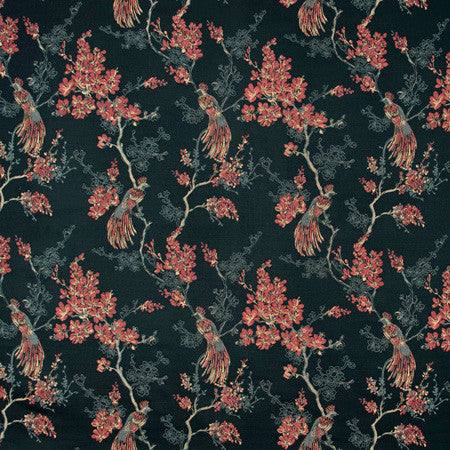 Bird In Waiting Autumn by Carole Designer Fabric Geranium 63% Polyester, 37% Viscose India N/A Horizontal: 13 1/2" and Vertical: 20 5/8" V 51" - Swanky Fabrics -