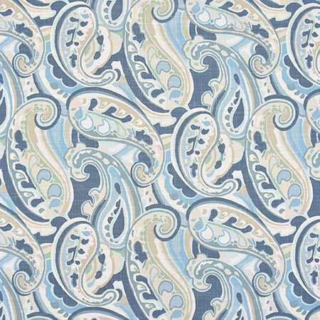 Bring It Around Mist by Carole Designer Fabric Bluebell 75% Cotton, 25% Linen-Soil Repellent Pakistan 24 3/4" V, 27 1/8" H HD 56.75" - Swanky Fabrics -