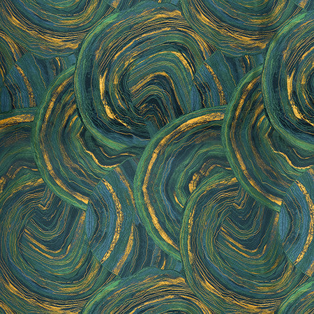 Full Of Action Peacock by Carole Designer Fabric State Of The Art 52% Viscose, 25% Polyester, 23% Rayon CHINA 39" V, 29" H 54" - Swanky Fabrics -