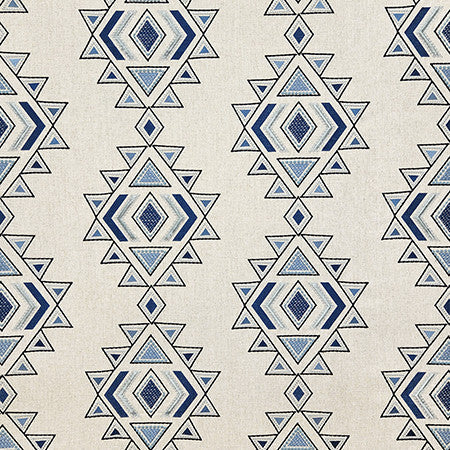 Bold Statement Denim by Carole Designer Fabric Dewdrop Base: 76% Polyester, 16% Viscose, 8% Linen. Embr: 71% Viscose, 29% Polyester India 15 3/8" V, 25 1/2" H 51" - Swanky Fabrics -