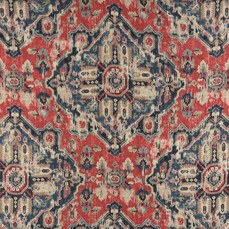 Thunder Ridge Moroccan Red by Carole Designer Fabric Well-Traveled 55% Linen, 45% Viscose-Soil Resistant S Korea 12,000 Wyzenbeek Double Rubs 27 3/8" V, 26 1/4" H HD 56" - Swanky Fabrics -