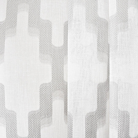 On Behalf Gray by Carole Designer Fabric Sheer Luxury 100% Polyester TURKEY 15 1/4" V, 6" H 118" - Swanky Fabrics -
