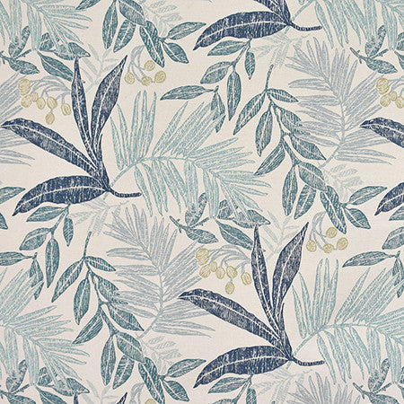 Greenhouse Indigo by Carole Designer Fabric Jade 80% Cotton, 20% Linen-SSR Pakistan 25 1/4" V, 13 1/2" H HD 54" - Swanky Fabrics -